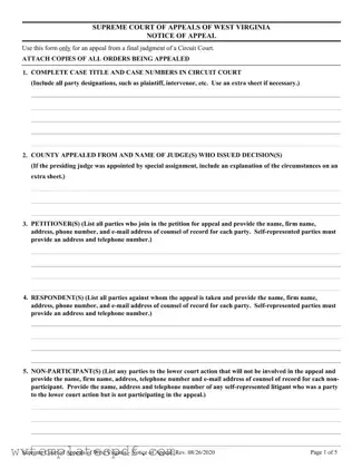 Fill a Valid West Virginia Appeal Form