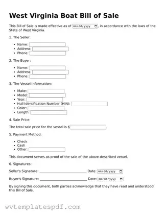 Attorney-Verified West Virginia Boat Bill of Sale Template