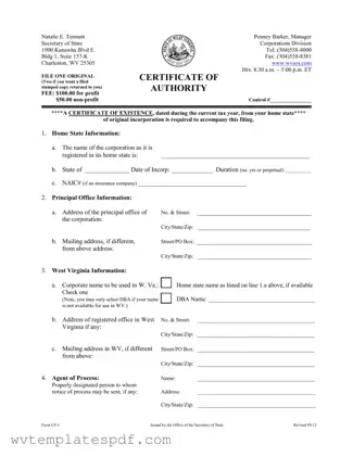 Fill a Valid West Virginia Cf 1 Form
