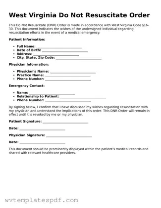 Attorney-Verified West Virginia Do Not Resuscitate Order Template