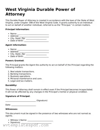 Attorney-Verified West Virginia Durable Power of Attorney Template