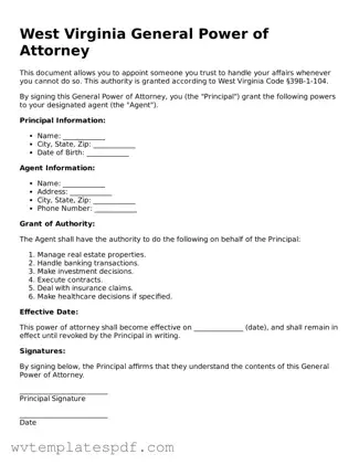 Attorney-Verified West Virginia General Power of Attorney Template