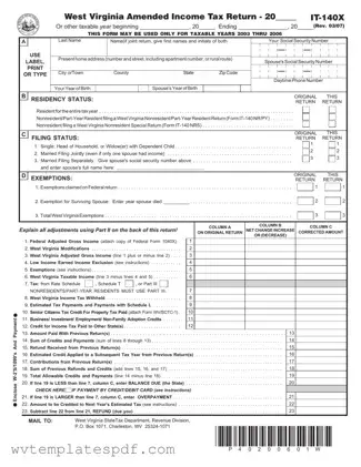 Fill a Valid West Virginia It 140X Form
