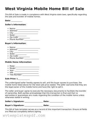 Attorney-Verified West Virginia Mobile Home Bill of Sale Template