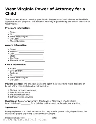 Attorney-Verified West Virginia Power of Attorney for a Child Template
