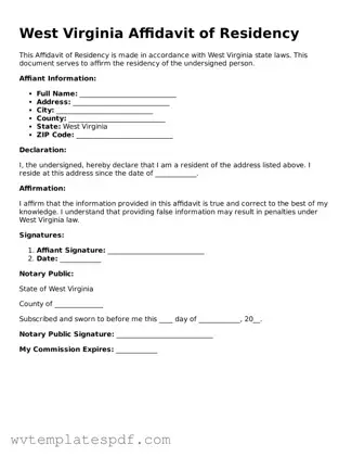 Attorney-Verified West Virginia Affidavit of Residency Template
