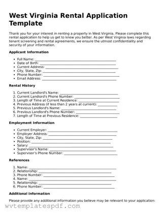 Attorney-Verified West Virginia Rental Application Template