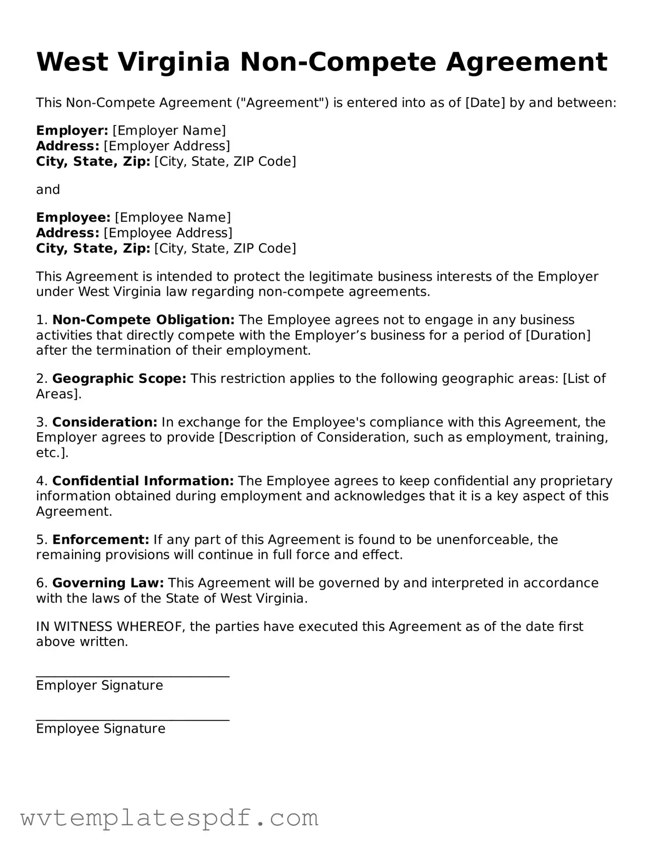 Attorney-Verified West Virginia Non-compete Agreement Template