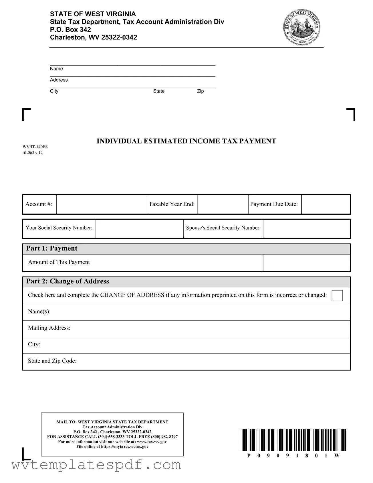 Fill a Valid West Virginia Estimated Tax Form