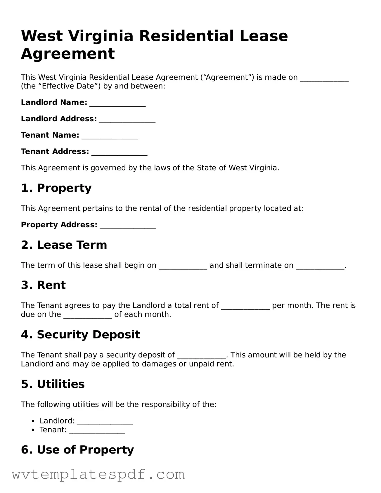 Attorney-Verified West Virginia Residential Lease Agreement Template
