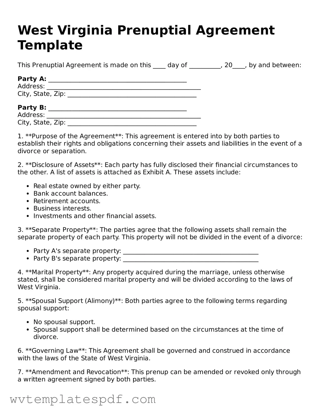 Attorney-Verified West Virginia Prenuptial Agreement Template